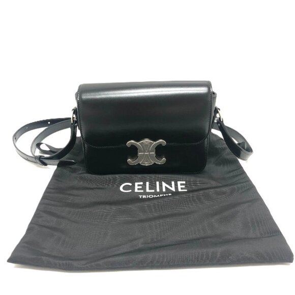 CELINE Triomphe Classic Bag Shoulder Bag Leather SVHardware Black/SilverHardware - Picture 10 of 13